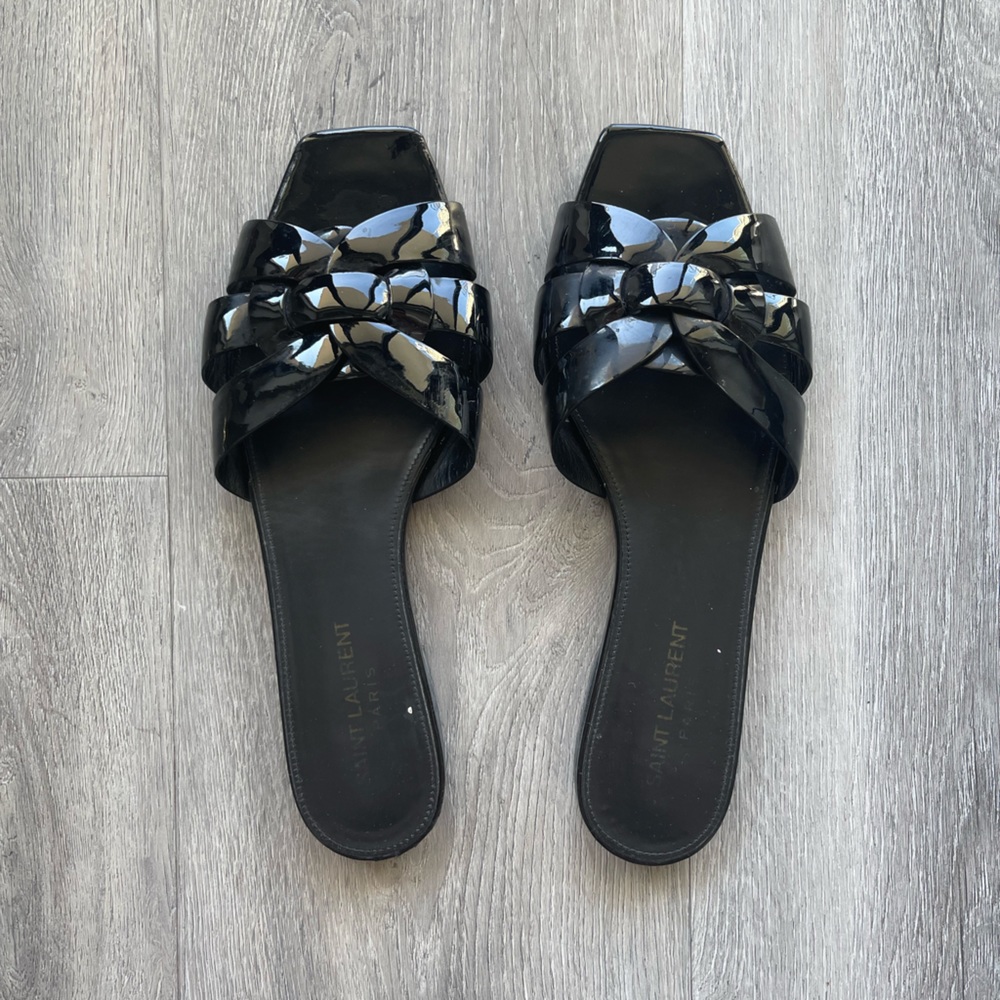 YSL Nu Pied Tribute Flat Sandals/Slides